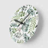 美しい水彩植物葉学院  ラウンド壁時計 (傾斜)