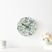 美しい水彩植物葉学院  ラウンド壁時計 (ホーム)