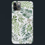 美しい水彩植物葉類 iPhone 11 PRO MAXケース<br><div class="desc">手エレガント色彩の鮮やか水色の緑葉色の模様</div>