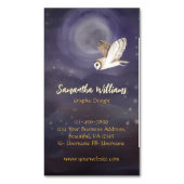 美しい水彩満月とフクロウ マグネット名刺 (正面縦)