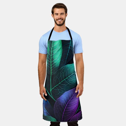 美しい水彩熱帯地方の葉 エプロン (着用した状態)