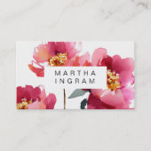 美しい水彩牡丹の花のデザイン 名刺 (正面)