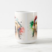 美しい水彩画のイエロー・ラブラドール コーヒーマグカップ (中央)