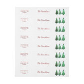 美しい水彩画のクリスマスツリーの休日 ラップアラウンド宛名ラベル (シート)