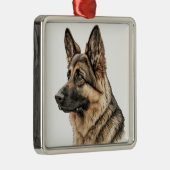 美しい水彩画のジャーマンシェパードの子犬 メタルオーナメント (右)
