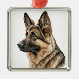 美しい水彩画のジャーマンシェパードの子犬 メタルオーナメント