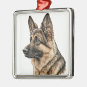 美しい水彩画のジャーマンシェパードの子犬 メタルオーナメント (左)