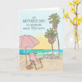 美しい水彩画のビーチ ハッピー マザーズデー カード (黄色い花)