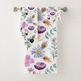 美しい水彩画の作品は白フェミニンく見える バスタオルセット