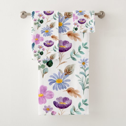 美しい水彩画の作品は白フェミニンく見える バスタオルセット (インサイチュ)