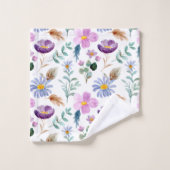 美しい水彩画の作品は白フェミニンく見える バスタオルセット (ウォッシュタオル)