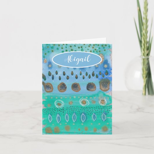 美しい水彩画の抽象芸術アートの名前 カード (正面)