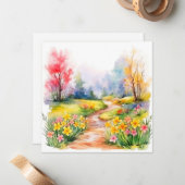 美しい水彩画の春の花 ノートカード (正面/裏面インサイチュ)