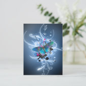 美しい水彩画の白熱効果の蝶 ポストカード (スタンド正面)