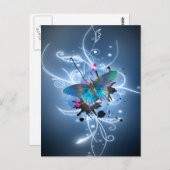 美しい水彩画の白熱効果の蝶 ポストカード (正面/裏面)