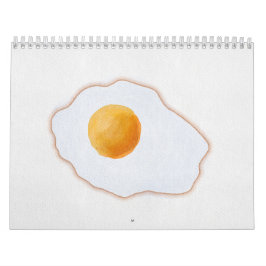 美しい水彩画の目玉焼きミニマリストアートプリント カレンダー