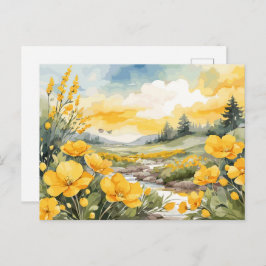 美しい水彩画の自然風景 ポストカード