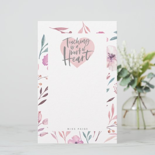 美しい水彩画の花の先生のギフト 便箋 (スタンド正面)