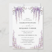 美しい水彩画の藤の花のエレガントなガーデン 招待状 (正面)