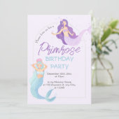 美しい水彩画の誕生日人魚の招待状 招待状 (スタンド正面)