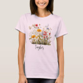 美しい水彩画の野生の花の植物園 Tシャツ (正面)