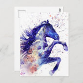 美しい水彩画の馬の絵 ポストカード (正面/裏面)