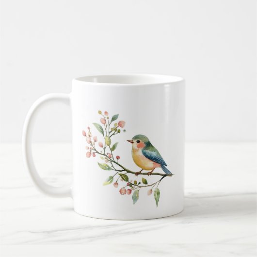 美しい水彩画の鳥 コーヒーマグカップ (左)
