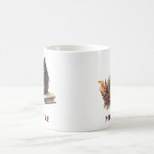 美しい水彩画の黒猫と花 コーヒーマグカップ (中央)