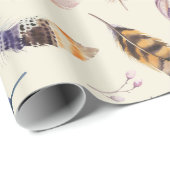 美しい水彩画はパターンに羽をつけます ラッピングペーパー (ロールコーナー)