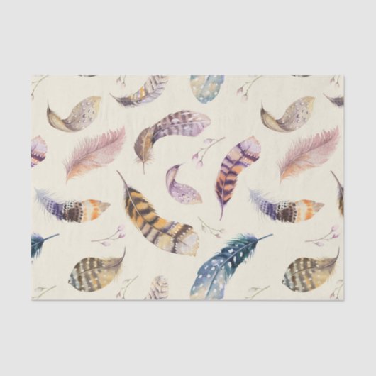 美しい水彩画はパターンに羽をつけます 薄葉紙 (正面)