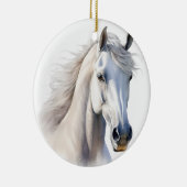 美しい水彩白馬顔 セラミックオーナメント (右)
