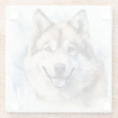 美しい水彩秋田犬顔 ガラスコースター (裏面)