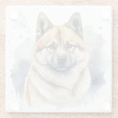 美しい水彩秋田犬顔 ガラスコースター (裏面)
