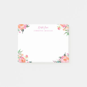 美しい水彩紫ピンクの花 ポストイット