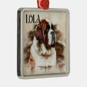 美しい水彩聖ベルナルドッグ顔 メタルオーナメント (右)