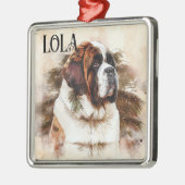 美しい水彩聖ベルナルドッグ顔 メタルオーナメント (左)