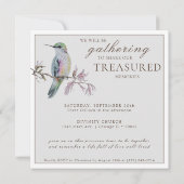 美しい水彩色のハミングバード 生命の祝い 招待状 (裏面)