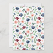 美しい水彩花と緑のベイビーシャワー 招待状 (裏面)