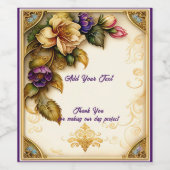 美しい水彩花のゴールドフィリグリー ワインラベル (シングルラベル)