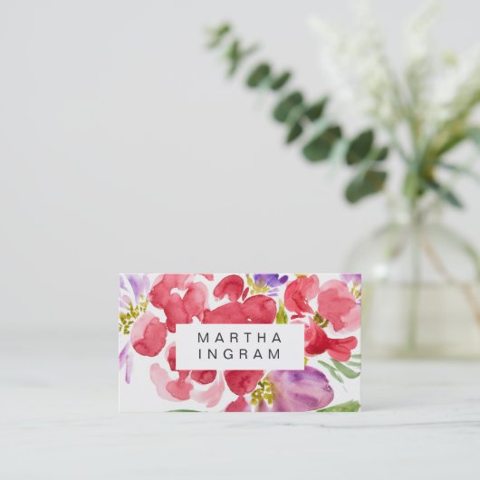 美しい水彩花のデザイン 名刺 (スタンド正面)