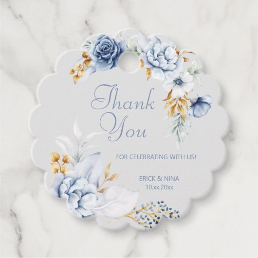 美しい水彩花の感謝カード フェイバータグ (正面)