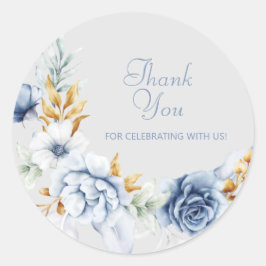 美しい水彩花の感謝メッセージ ラウンドシール