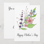 美しい水彩花の母の日カード シーズンカード (正面/裏面)