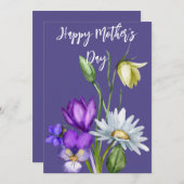 美しい水彩花の母の日カード(紫) シーズンカード (正面/裏面)