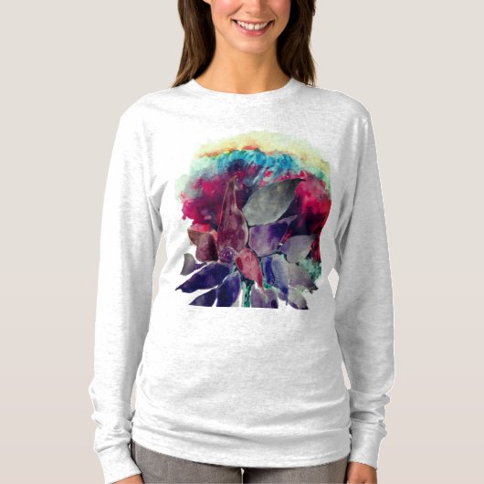 美しい水彩花の花々 Tシャツ (正面)