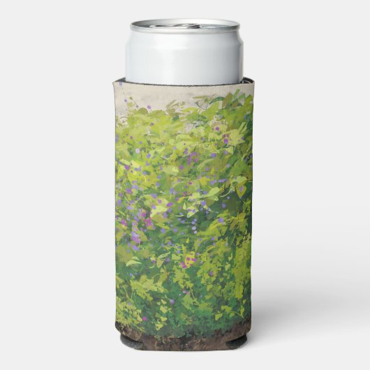 美しい水彩花の茂み グラフィックアート絵画 スリム缶クーラー (Seltzer裏面)
