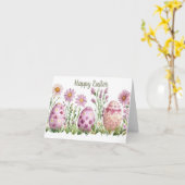 美しい水彩花イースターエッグのホリデーカード カード (黄色い花)