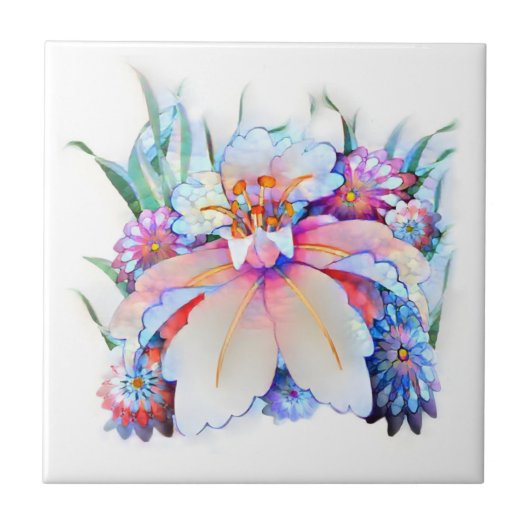 美しい水彩花セラミックタイル タイル (正面)