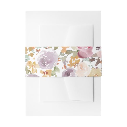 美しい水彩花パステルのアートワーク 招待状ベリーバンド (正面例)