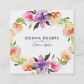 美しい水彩花リース スクエア名刺 (正面)
